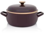 Metalac Princ zománcozott lapos lábas fedővel, 24 cm, 5 L, bordó (387267) (387267)
