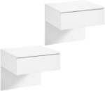 HOMCOM Set de 2 Noptiere Suspendate cu Sertar Montate pe Perete pentru Dormitor 40x35x36, 2 cm Alb lucios | Aosom Romania (83D-227V00WT)
