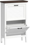 HomCom Dulap pentru Pantofi cu 2 Sertare Rabatabile, Design Country Slim cu Rafturi Reglabile, Organizator Freestanding pentru Intrare, Hol, Living, Capacitate 8-12 Perechi, Alb | Aosom Romania (837-741V80WT Pantofar