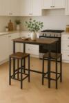 Miadomodo Loft bar set 1+2, vintage, masă și 2 taburete metal/lemn (BRTSH01)