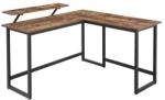 VASAGLE Birou colțar cu poliță, design rustic, 140x130x92 cm, PAL și (LWD56X)