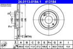 ATE Disc frana ATE 24.0113-0184.1 (24.0113-0184.1) - turbochic