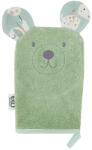EKO Pamut Frottír Mosdókesztyű Bear Olive Green 20x15cm Fülekkel - Gyengéd Tisztításhoz és Kényelmes Fürdetéshez