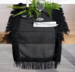 Takoy Traversă de masă neagră 40x140 cm TINA, decorată cu ciucuri pufoși Fata de masa