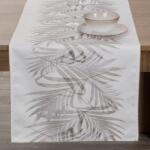 Takoy Traversă de masă naturală gri 40x180 cm, INES, cu imprimeu frunze de palmier, din colecția SEA SUMMER Fata de masa