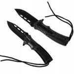 Mil-Tec Összecsukható taktikai kés Mil-Tec Clip Point Paracord Black kovakővel (15318400)