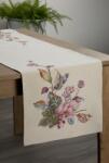 Takoy Traversă de masă roz natural 45x140 cm, tip goblen, decorată cu model floral țesut Fata de masa
