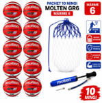 Molten Pachet 10 mingi baschet Molten GR6-RW, marime 6 cu sac si pompa (10XBGR6-RW-DHP-BN10)