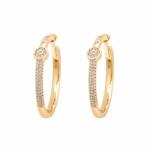 ElectraStore Cercei Aurii Golden Hoops Cu Zirconia (C4899)