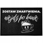 TabPrint Lábtörlő Bejárati Kényelmes Fekete Vicces Csúszásgátló 40 X 60 Nyomtatás (WYCIERACZKA ZOSTAW ZMARTWIENIA – KAWA CZEKA)