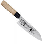 Satake Santoku Japán rozsdamentes konyhakés 59 HRC, 17 cm, magnóliafa markolat, Kapaszkodó cicák lézergravír mintázat (801-416-kapaszkodo-cicak)