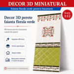 Hobbyplanet Decor 3D perete faianta florala verde 28, 5 x 19 cm, miniatura pentru bucatarie papusi (CC34330)