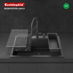 CookingAid Chiuveta bucatarie granit CookingAid Kinga Workstation LX8610 Neagra Black Metal quartz + accesorii montaj (5604315331559) Chiuveta