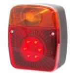 WAS Utánfutó hátsó lámpa multi funkciós LED-s helyzetjelző- és fék-, izzós irányjelző- + LED-s rendszám (121 x 101 x 57 mm) (477-W18udz) (477-W18udz)