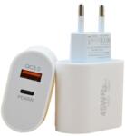 Flippy Incarcator Fast Charge pentru Telefon, Flippy, Power Delivery 45W, Dual Port USB-A Q. C 3.0 si Type-C PD45W, Compatibil cu orice Telefon, Alb (161975)