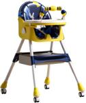 Flippy Scaun de Masa pe Roti pentru Copii, Flippy, 2 Tavite si Husa Detasabile, Multifuncțional, Stabil, Centura de Siguranta, Spatar Reglabil Moale, Balansoar, Cos de Depozitare, de la 6 Luni, Galben (13003 Scaun de masa bebelusi, inaltator