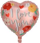Flippy Balon din Folie Metalizata, Flippy, Figurina Inimioara, Model I LOVE YOU, Tematica Iubire, 45 cm, Ambalaj Individual, Pai Inclus, Umflare cu Aer sau Heliu, Rosu Multicolor (127518)