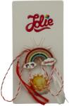 Jolie Martisor pentru copii, Jolie, Material Metal, Ambalaj Carton cu Design, Dimensiune Brosa Aproximativ 2x2 cm, Multicolor, cu Mesaj, Model Curcubeu si Norisori (134698)