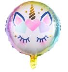 Flippy Balon din Folie Metalizata, Flippy, Mini Figurina Rotunda, Model Unicorn, Happy Birthday, Tematica Aniversare, 45 cm, Ambalaj Individual, Pai Inclus, Umflare cu Aer sau Heliu, Multicolor (127394)