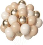 Flippy Set 16 Baloane din Latex Metalizate, Flippy, Model Party, 30 cm, Auriu, Bej Inchis si Deschis, 2.8 g (130990)