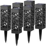 Flippy Lampa solara LED, Flippy, Set 6 Bucati, Tip Felinar, pentru Gradina, Inaltime 30.2 cm, putere 0.2W, 1.2V, 600mAh, Lumina Alb Rece, Negru (124663)