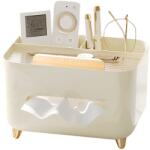 Flippy Suport pentru Servetele, Flippy, Cutie Multifunctionala, Design Minimalist, ABS, cu Suport pentru Obiectele Personale, pentru Birou, 21x15x13 cm, Crem (132387)