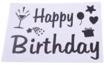 Flippy Sticker Autocolant pentru Baloane, Flippy, Tematica Aniversare, Model Happy Birthday, 29x21 cm, Negru (131332)