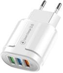Flippy Incarcator Rapid QC3.0, Flippy, 3 Porturi USB, 2.1A, 18W, din ABS, Protectie Supraincalzire, Gama Macarons, Alb (161522)