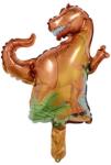 Flippy Balon din Folie Metalizata, Flippy, Mini Figurine Dinozauri, Model T-Rex, Tematica Aniversare, 48x34 cm, Ambalaj Individual, Pai Inclus, Umflare cu Aer sau Heliu, Multicolor (127409)