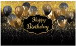 Flippy Banner Tip Fundal pentru Poze, Flippy, din Panza, 185 x 110 cm, Sfoara 6 m, Prindere in 4 Colturi, Negru/Auriu (132507)