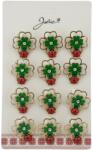 Jolie Set 12 Brose Martisor de Primavara Margareta cu Fluture si Buburuza, Jolie, Brose din Metal, Aspect Lacuit, 2, 5 x 2, 5 cm per Unitate, Rosu/Verde (134031)