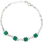 Jolie Bratara pentru Copii, Jolie, Argint 925, Model Trifoi, cu Email si Zirconiu, 22 cm/4.4g Argintiu/Verde (167016)
