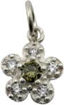 Jolie Silver Pandantiv din Argint 925, Jolie Silver, pentru Dama, Model Floare Cu Pietre de Zirconiu Cubic, 1 x 1 cm, 0.9 g, Argintiu/Verde inchis (125537)