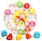 Flippy Jucarie Educativa Flippy, Tip Montessori, Model Ceas Leu, din Lemn, + 36 Luni, 12 Piese, 17 cm, Multicolor (126090)
