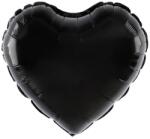 Flippy Balon din Folie Metalizata, Flippy, Figurina Inimioara, Model Simplu, Tematica Iubire, 40 cm, Ambalaj Individual, Pai Inclus, Umflare cu Aer sau Heliu, Negru (130811)