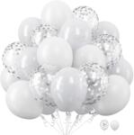 Flippy Set 10 Baloane din Latex, Flippy, Model Party, 30 cm, 5x Alb, 5x Transparent Confetti, 2.8 g (130986)