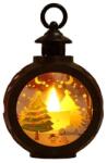 Flippy Decoratiune Craciun tip Felinare cu baterii, 13.5 x 9 cm, Lumanare cu geam si inscriptie Brad Craciun, lumina alb cald, baterii incluse, Negru (123791)