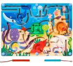 Flippy Joc Montessori de Sortare Culori, Flippy, Creion Magnetic, Tip Labirint Ilustrat, din Lemn, Model Animale Marine, 39x29x1.5 cm (126526)
