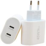 Flippy Incarcator Fast Charge pentru Telefon, Flippy, Power Delivery 45W, Dual Port Type-C PD45W, Compatibil cu orice Telefon, Alb (161974)