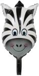 Flippy Balon din Folie Metalizata, Flippy, Mini Figurine Animalute, Model Zebra, Tematica Aniversare, 25x45 cm, Ambalaj Individual, Pai Inclus, Umflare cu Aer sau Heliu, Multicolor (127404)