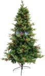 Flippy Brad artificial de Craciun, decorat cu conuri pin rosii, inaltime 210 cm, diametru 137 cm, 1172 ramuri, Flippy, verde, suport metalic inclus (106791)