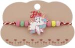 Jolie Bratara Martisor pentru Copii, Jolie, Pandativ Unicorn, cu Margele Multicolore, Snur Alb/Rosu, Alb/Roz (128145)
