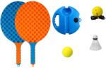 Flippy Set Badminton pentru Copii, Flippy, Doua Palete, Fluturas, 2 Mingi, Minge cu Elastic pentru Antrenament, Suport de Prindere Stabil, 41x23 cm, Albastru Portocaliu (132692)
