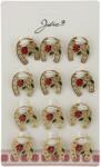 Jolie Set 12 Brose Martisor Primavara Potcoava cu Ghiocel si Buburuza, Jolie, Brose din Metal, Aspect Lacuit, 2 x 2 cm per Unitate, Auriu (134033)
