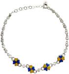 Jolie Bratara pentru Copii, Jolie, Argint 925, Model Trifoi, cu Email si Zirconiu, 21 cm/4.4g Argintiu/Albastru/Galben (167003)
