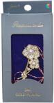 Jolie Martisor Brosa Placata cu Aur 24K, Jolie, Ambalaj Carton cu Design, Material Metal, Model Floare, Dimensiune Brosa 2 - 3 cm, Auriu/Rosu (134803)