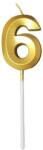 Flippy Lumanare Cifra 6, Flippy, Model Diamond, 5 x 3.4 cm, Auriu (162922)