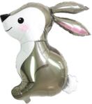 Flippy Balon din Folie Metalizata, Flippy, Ambalaj Individual, Pai Inclus, Model Iepure, Tema Animalute, 56x73 cm, Umflare cu Aer sau Heliu, Gri (127467)