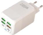 Flippy Incarcator Multifunctional, Flippy®, 6 Porturi (2 x PD Type C + 4 USB), 150 W, 5V, 2.4A, Incarcare Rapida, 4.4 x 4.4 x 11 cm, Alb (136142)