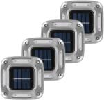 Flippy Lampa solara LED pentru gradina, Flippy, Set 4 Bucati, 8 LED-uri, Prindere de Perete / Impamantare, IP65, forma patrat, ABS si Policarbonat, 9 x 9 cm, baterie 1.2V, 600 mah, Alb Cald, Gri (124715)